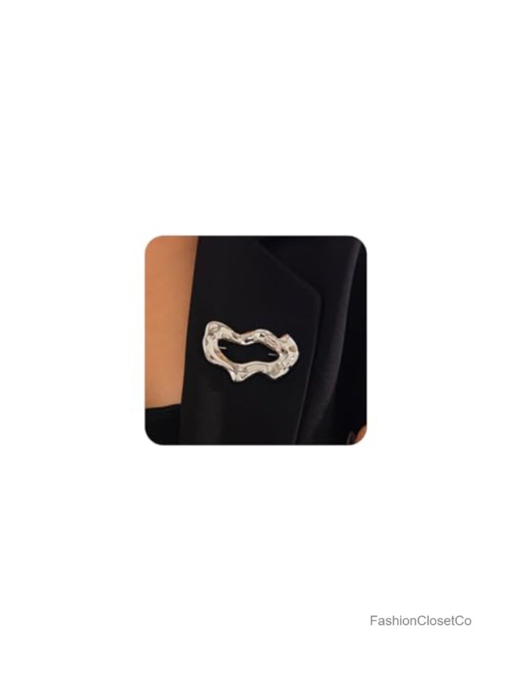 Gold Liquid Metal Hollow Circle Wave Brooch Lapel Pin for Suits Scarves